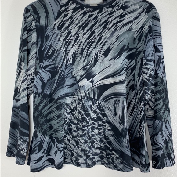 Lundstrom Collection Gray Stretch Floral Blouse L - Picture 2 of 5